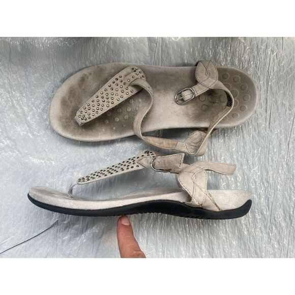 Vionic Women’s Orthaheel TULA Nubuck Embellished T-Strap Sandals Sz 10 - Picture 2 of 10
